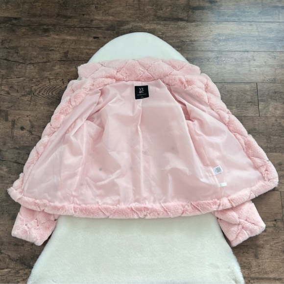 NYCO Pink Faux Fur Coat Quilted Embellished Jacket Barbie Bling Medium - Picture 7 of 14